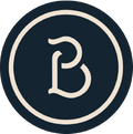 A circular sticker with the La Barba coffee logo in black and white.